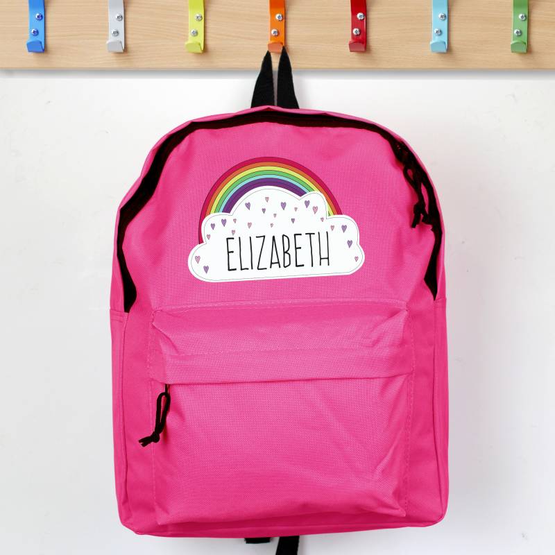 Personalised Rainbow Pink Backpack