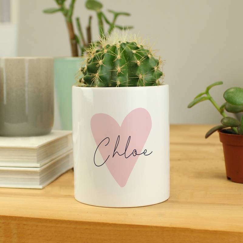 Personalised Pink Heart Ceramic Storage Pot